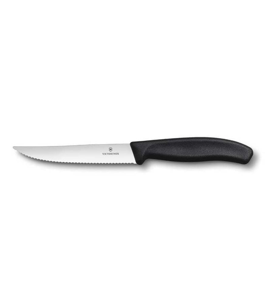 Нож для стейка и пиццы VICTORINOX SwissClassic &quot;Gourmet&quot;, 12 см, с волнистой кромкой, чёрный