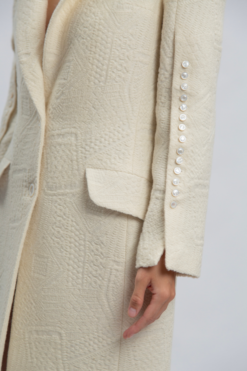 Пальто молочное жаккардовое