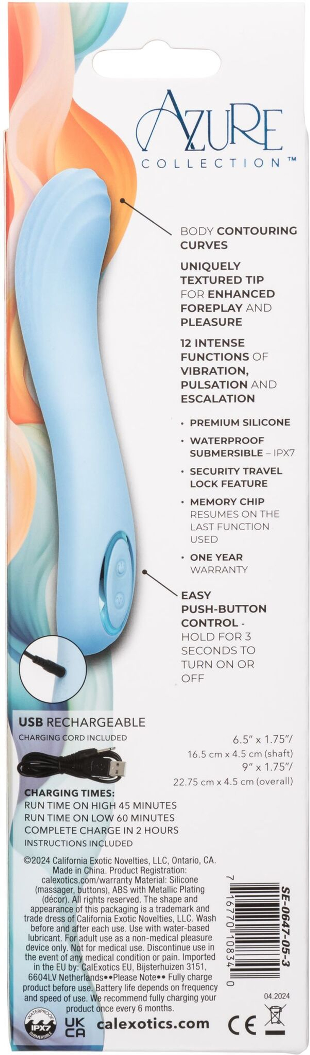 Голубой изогнутый вибромассажер Contoured G - 22,7 см.