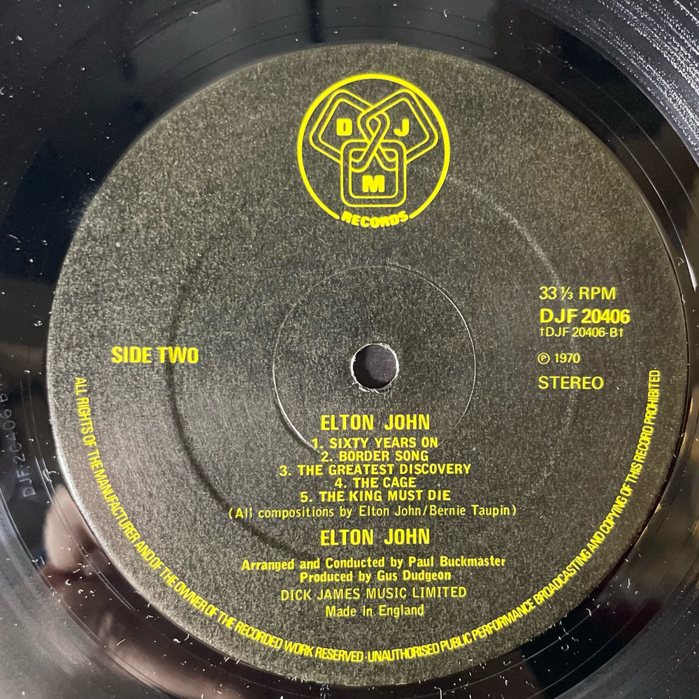 Винтажная виниловая пластинка LP Elton John Your Song (Англия 1973)