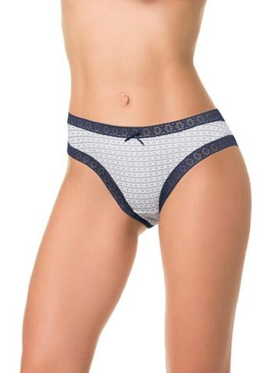 Принтованные трусики-слипы с широкой каймой (Размер: L) (Цвет: белый с синим)