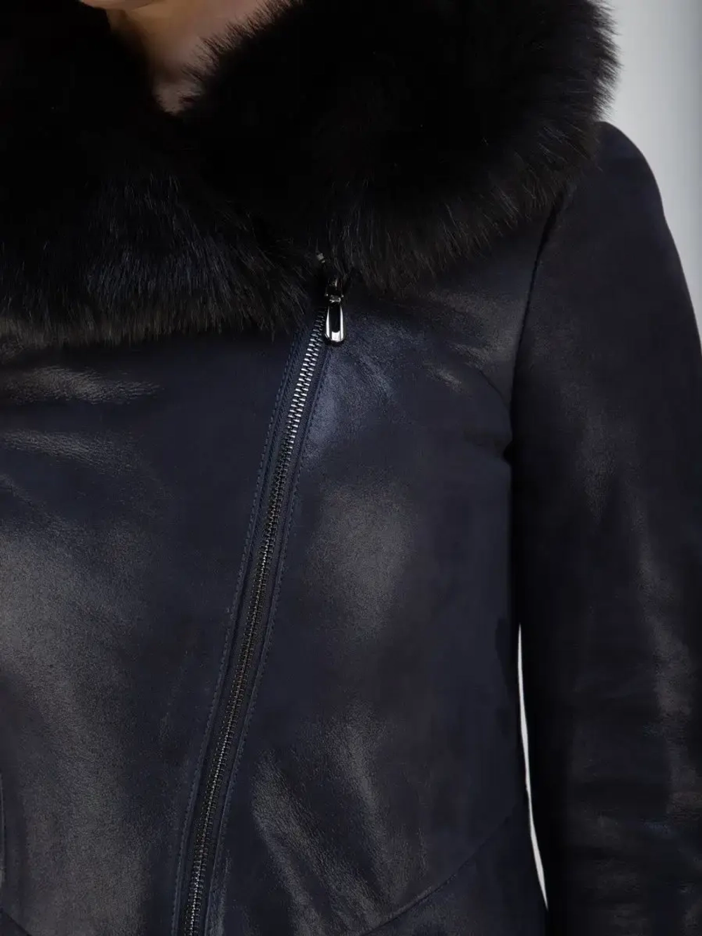 Дубленка женская натуральная длинная с капюшоном Турция