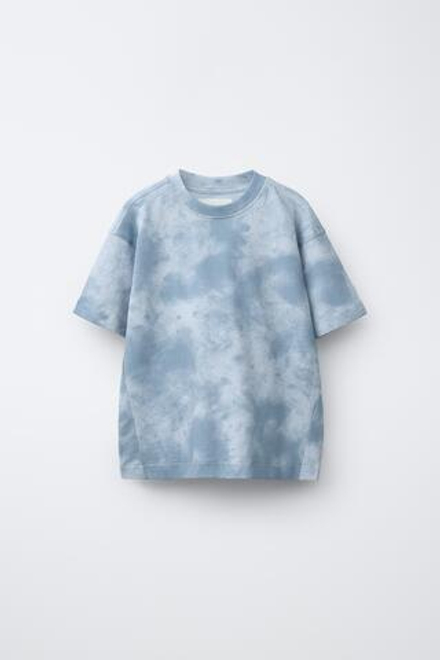 ZARA СПОРТИВНАЯ ФУТБОЛКА TIE-DYE, СИНИЙ/БЕЛЫЙ