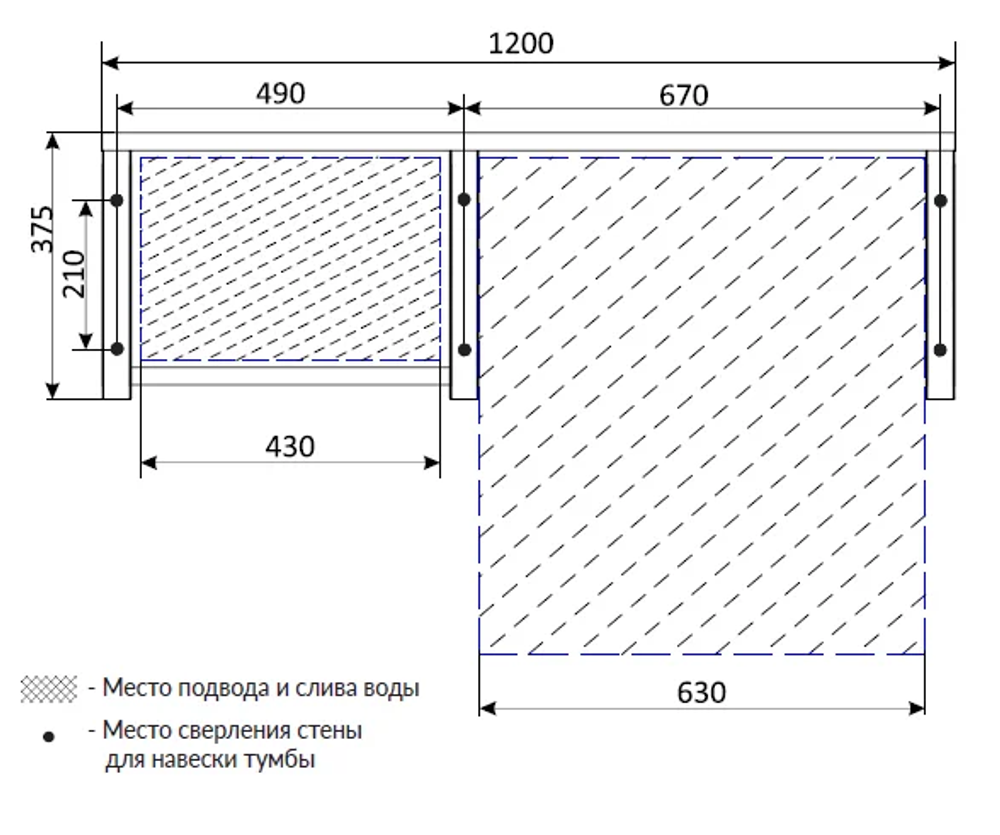 Столешница под стир.машину Grunge Loft 120 дуб вотан