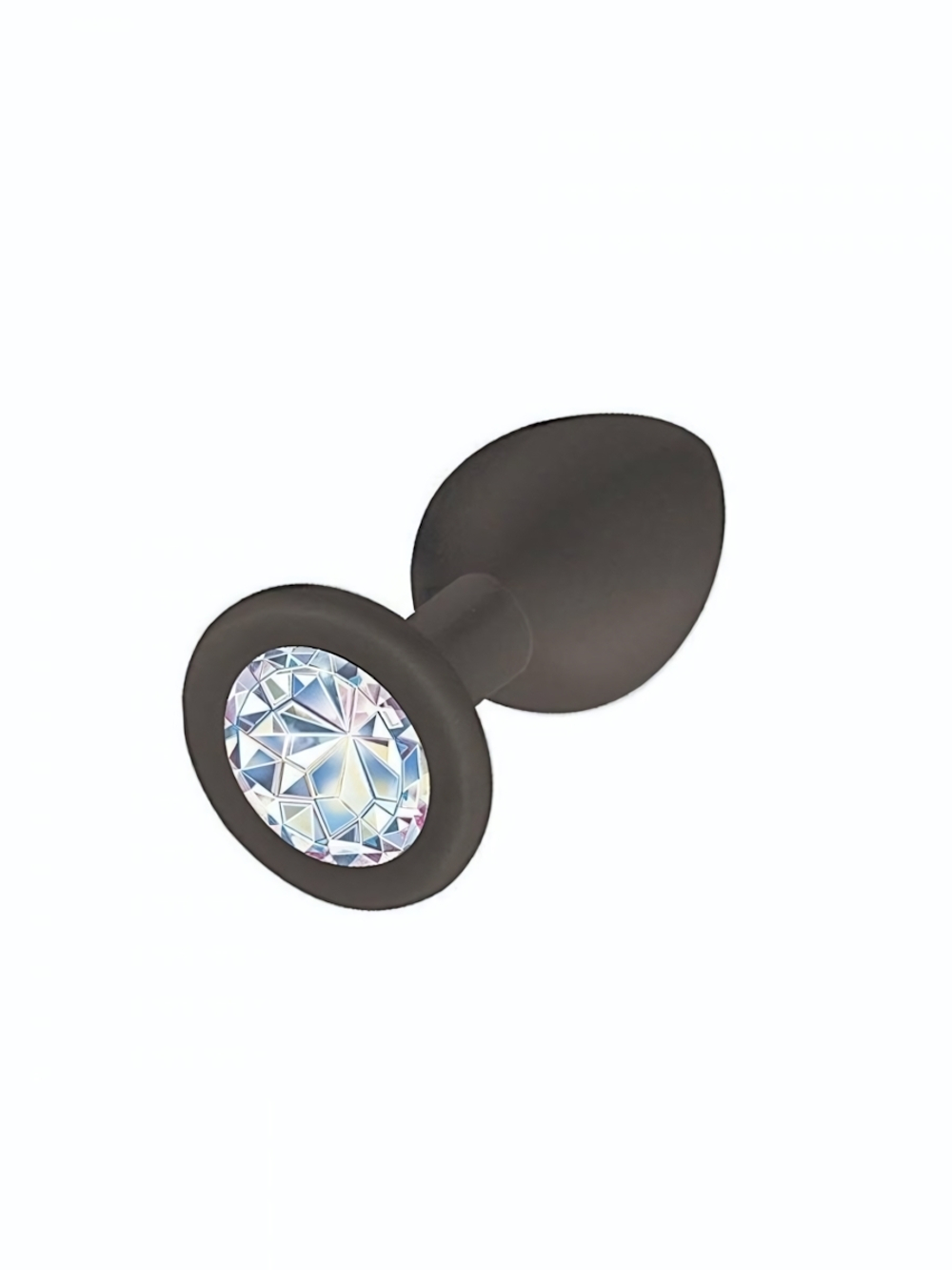 Анальная втулка черная с кристаллом Large прозрачный 9,5 см