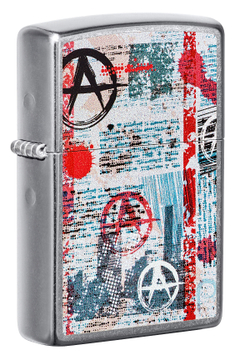 Легендарная классическая американская бензиновая широкая зажигалка ZIPPO Anarchy Design 49662 в подарочной коробке