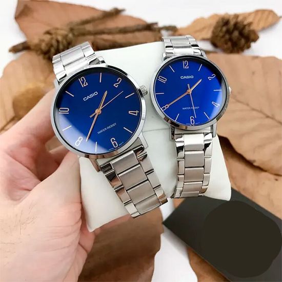 Парные часы Casio Standard: MTP-VT01D-2B2 и LTP-VT01D-2B2