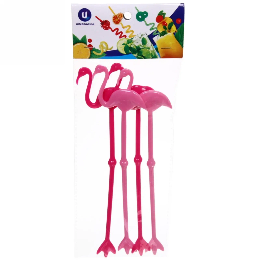 Палочка для коктейля в наборе 4шт «Фламинго»