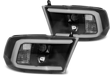 Передние фары Tube Light для Dodge Ram IV (09-18) черные
