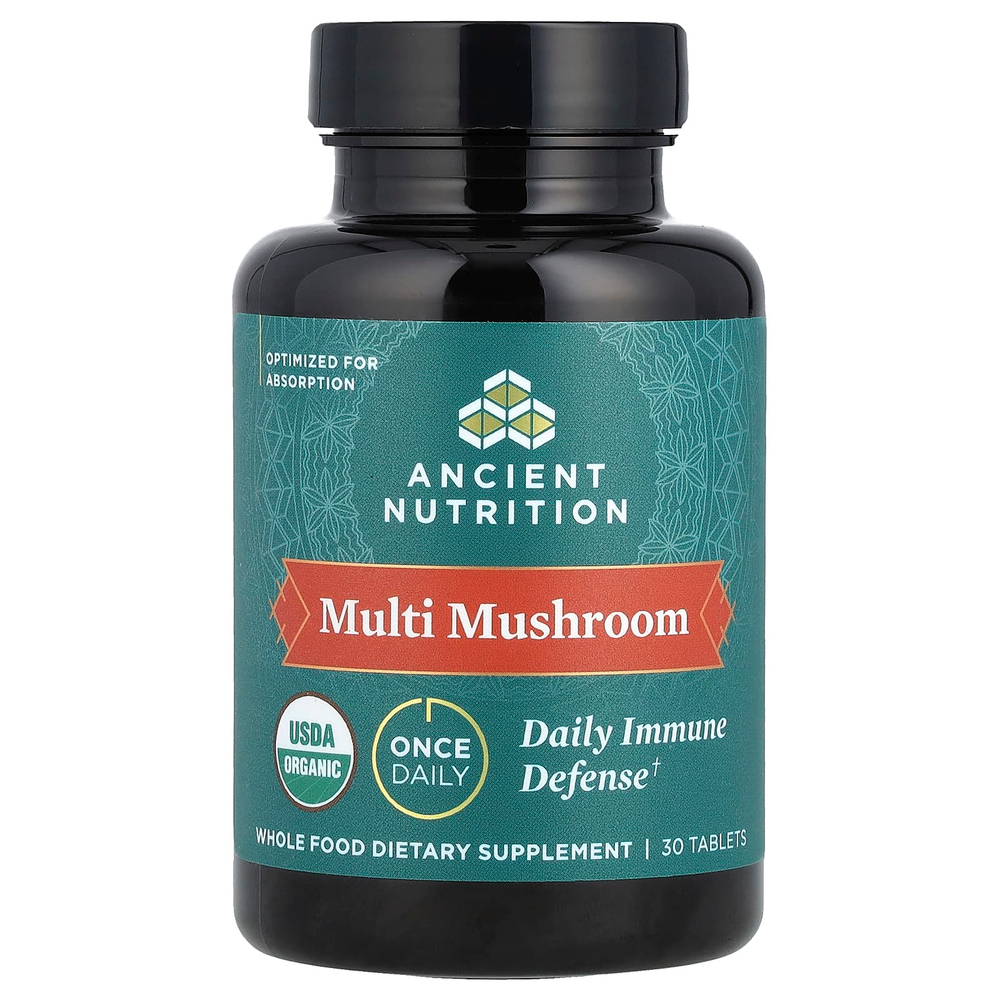 Ancient Nutrition, Multi Mushroom, ежедневная иммунная защита, 30 таблеток