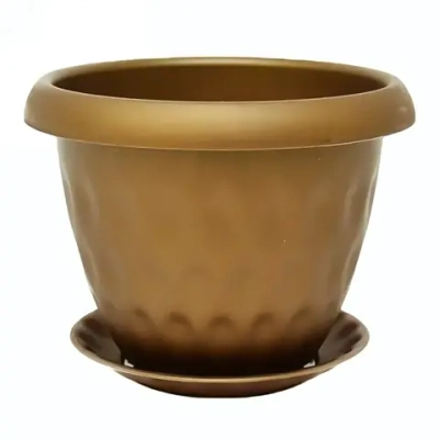 Горшок для цветов пластиковый 13л d-33.9см «Розетта» c поддоном золотой С129ЗОЛ