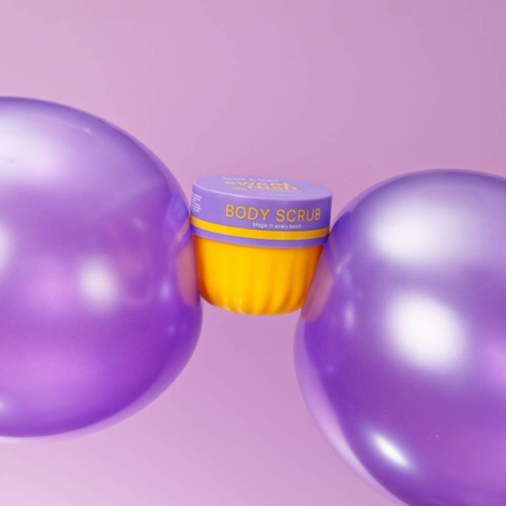 Скраб для тела с ароматом соленой карамели Spark&Glow Body scrub purple toffee scent, 400 г