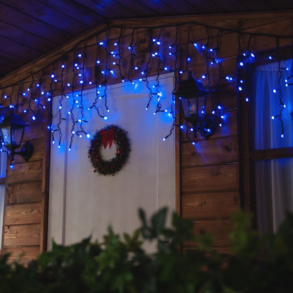 ULD-B3010-200-TBK BLUE IP67 Бахрома светодиодная с эффектом мерцания. 3м. Соединяемая. 200 светодиодов. Синий свет. Провод черный. TM Uniel.