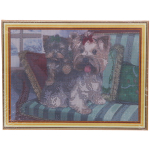 Алмазная мозаика на подрамнике с полным заполнением «МИР ЯРКИХ КРАСОК», пара йорк терьеров, 30*40см