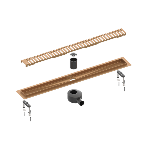 Душевой лоток Drain System 800 DS230108/19 Розовое золото, с вставкой «Lines»