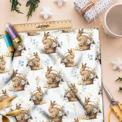 Ткань премиум Оксфорд 600D пасхальные зайцы