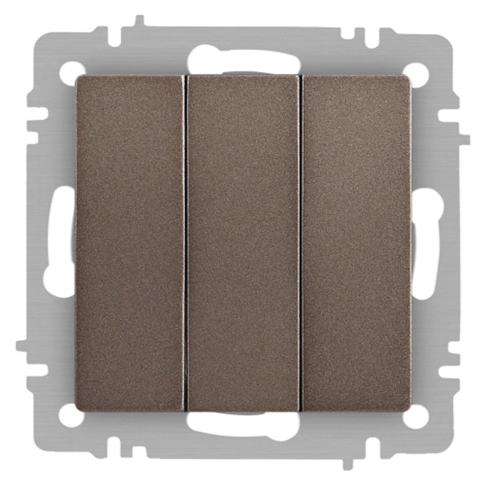Выключатель Intro Accent 6-106-08 тройной, 10А-250В, IP20, СУ, AL/CU, бронза