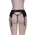 Кружевной пояс для чулок + стринги черные Sexy Lace (размер XS-S)