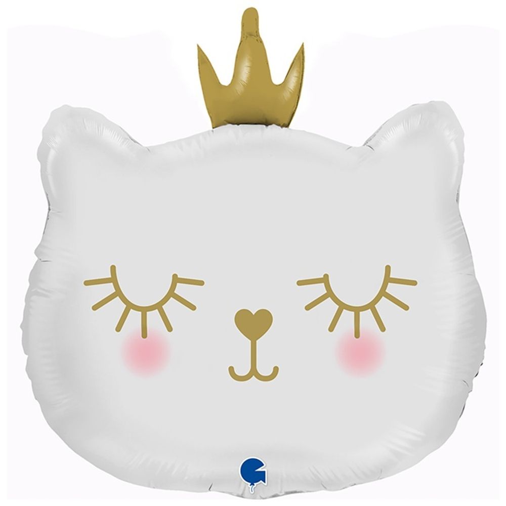 Шар Фигура Голова кошки белая в короне