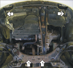 Защита картера Двигателя, КПП. 2 мм, Сталь. для Mazda Premacy 1999-2005 MOTODOR.01125