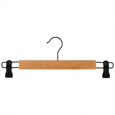 Вешалка для брюк с клипсами, черный металл, светлое дерево