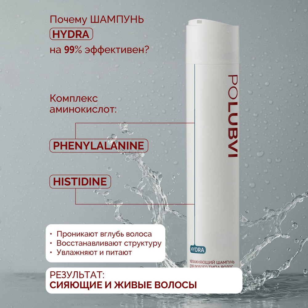 3=1+1 | Шампунь HYDRA для глубокого увлажнения и разглаживания непослушных волос