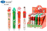 Ручка шариковая автоматическая 10-ти цветная "Новогодние" в ассортименте (Basir)