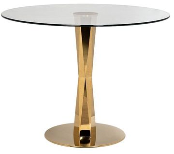GY-18074 Стол обеденный стекло прозр/золото d.100*76см