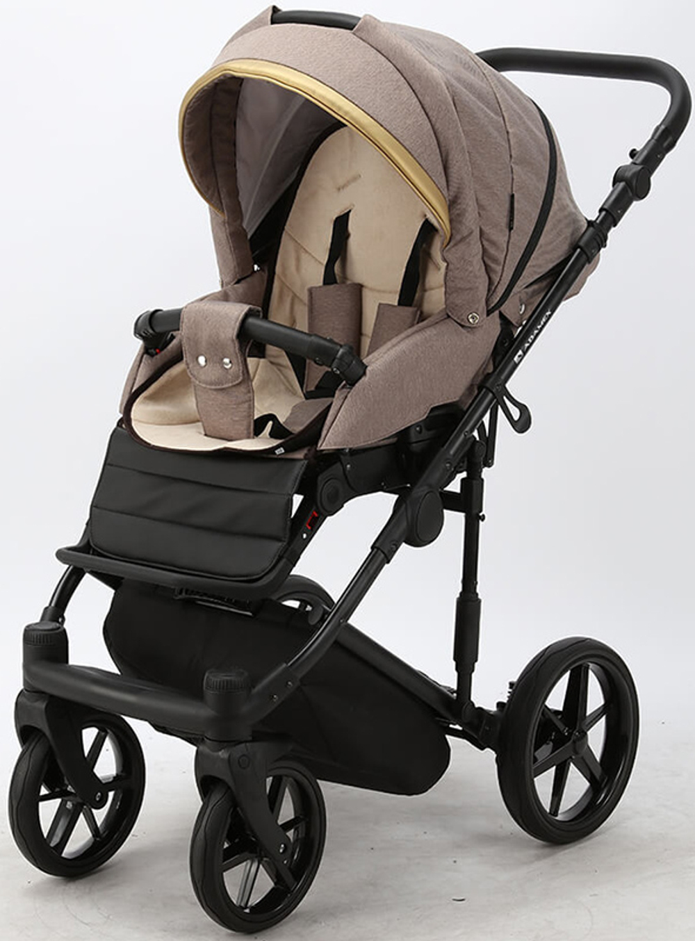 Детская коляска Adamex Rimini Deluxe 3 в 1 RI215 Т.БЕЖ.КОЖА+БЕЖ.ПЕРЛ.ОТДЕЛКА