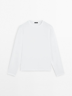Massimo Dutti Лонгслив из 100% хлопка, белый