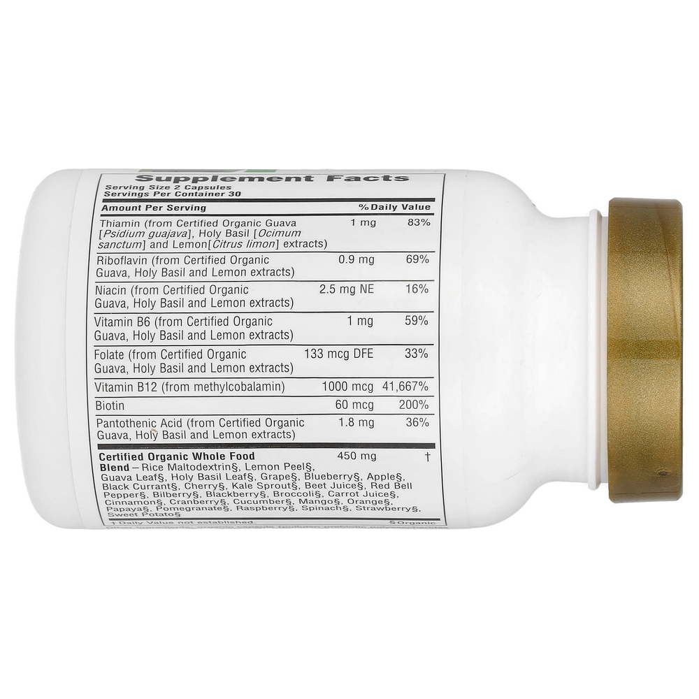 NaturesPlus, Source of Life® Garden, сертифицированный органический витамин B12, 60 веганских капсул