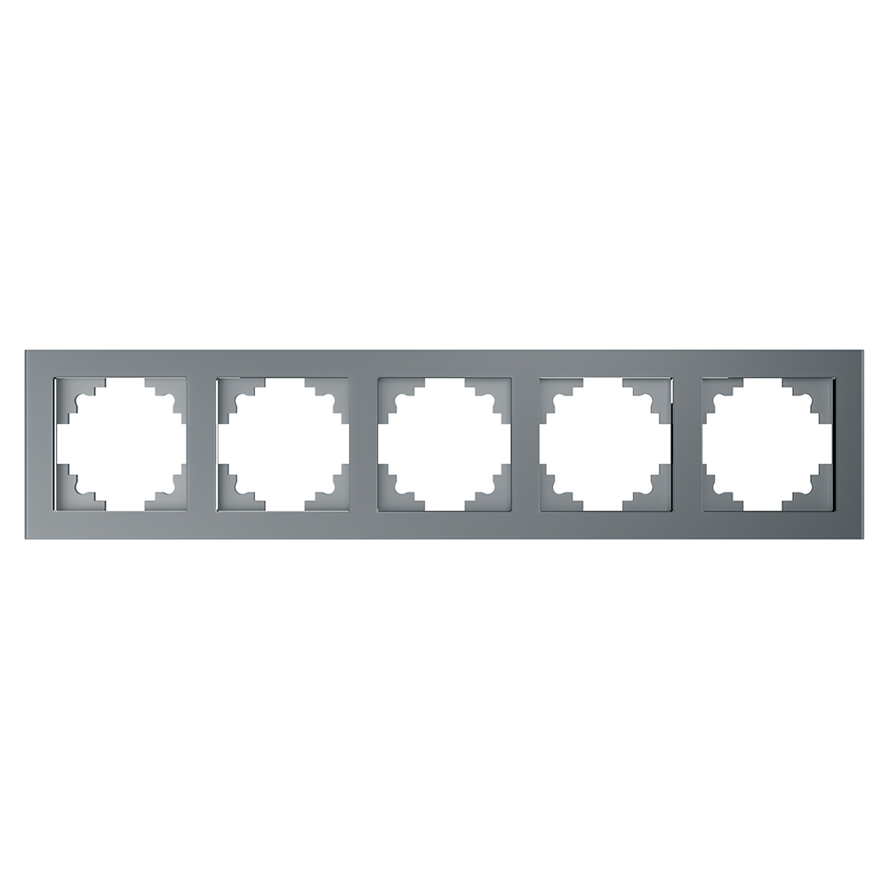Рамка 5-местная, стекло, STEKKER, GFR00-7005-03, серия Катрин, серебро 39639