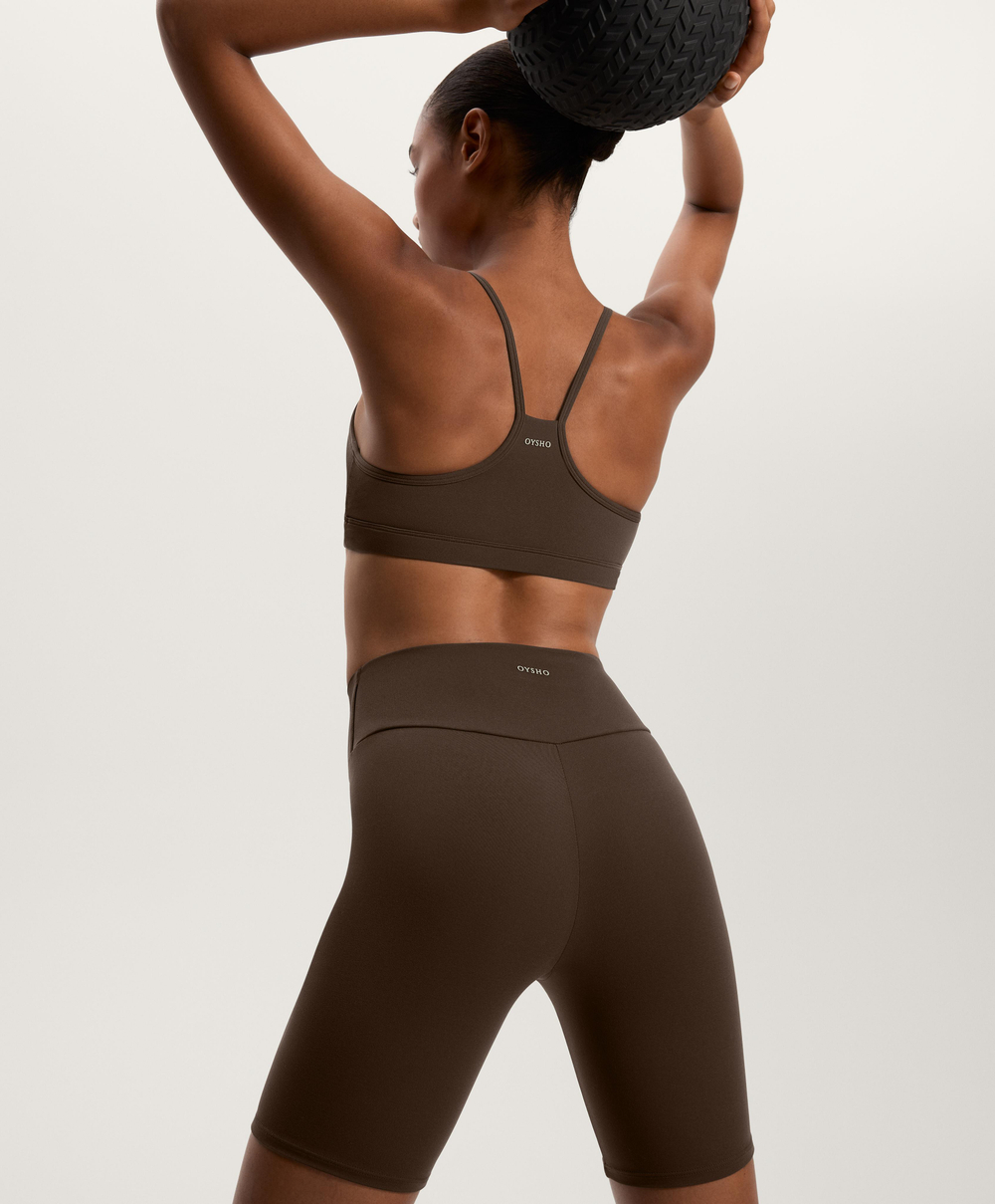 OYSHO Легинсы-велосипедки Comfortlux с высокой посадкой длиной 20 см, темно-коричневый