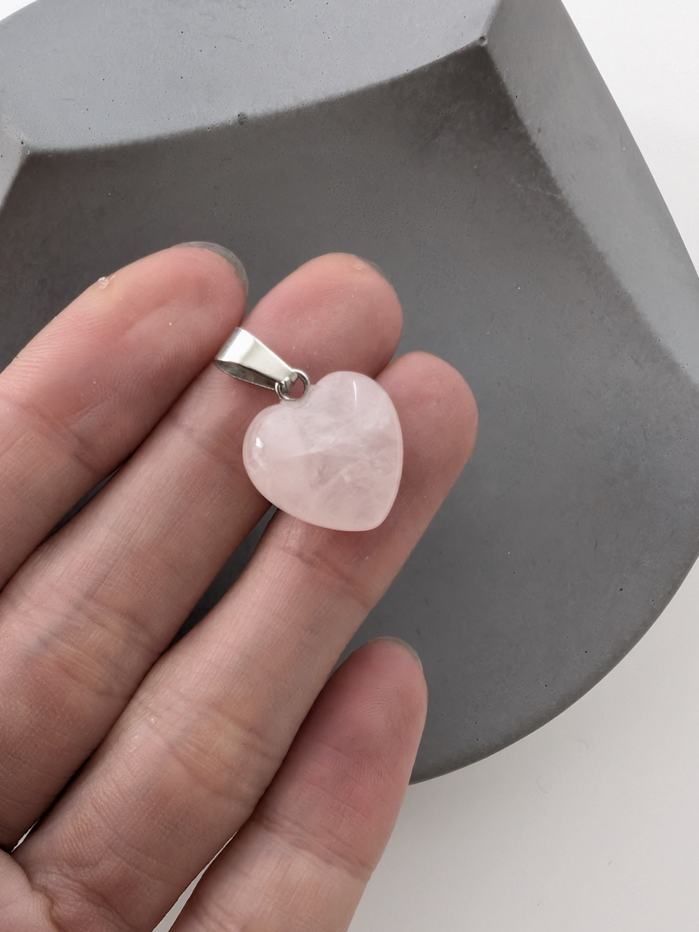 Подвеска сердце розовый кварц, 16мм