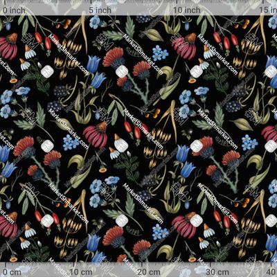 Полевые цветы на черном фоне by g.sm.art 492 DPI