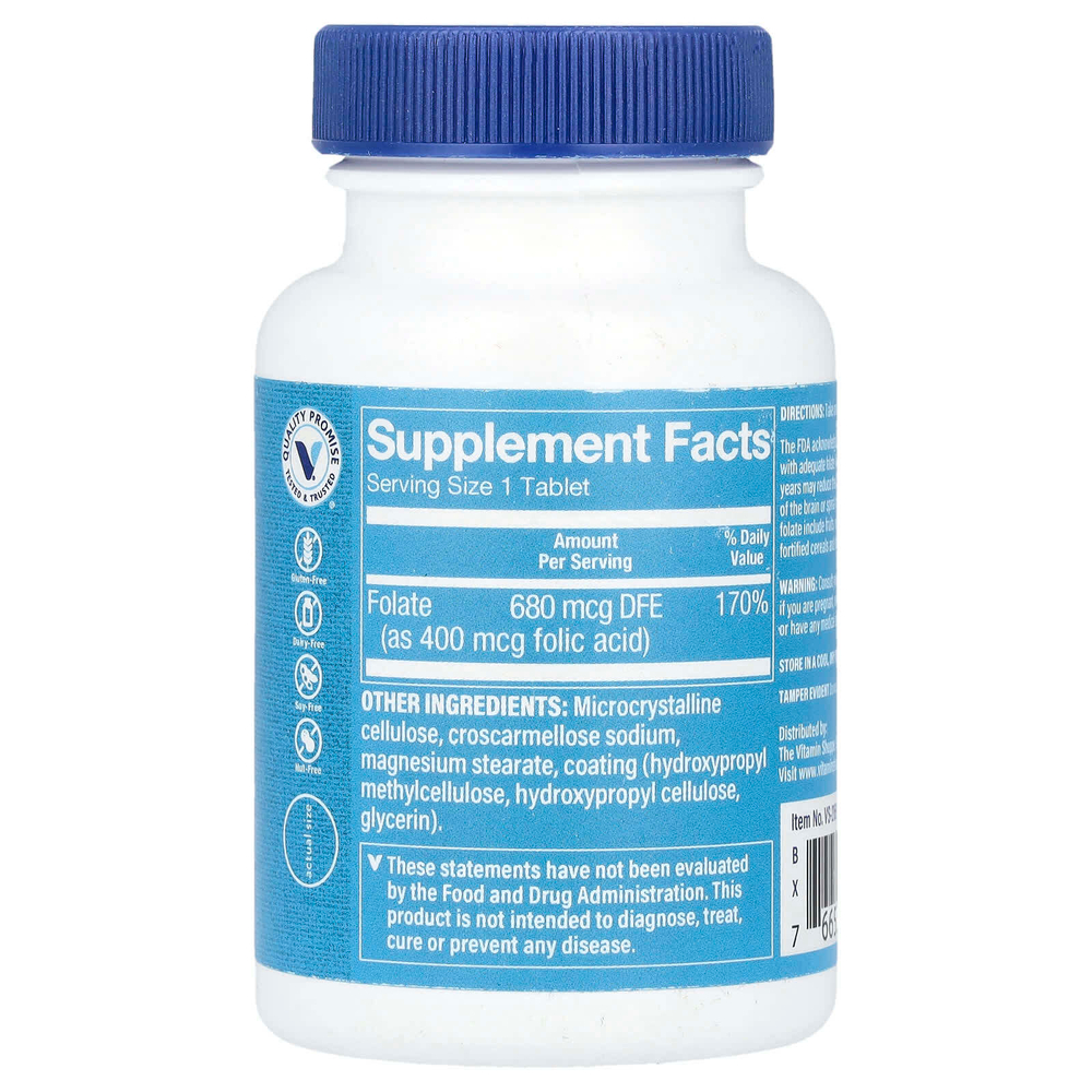 The Vitamin Shoppe, Фолиевая кислота, 680 мкг DFE, 300 таблеток