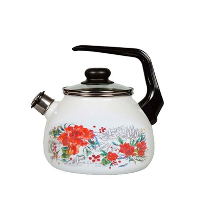 Чайник сталь, эмал, 3 л, свист, СтальЭмаль, Амариллис, белоснежный, 4с209я