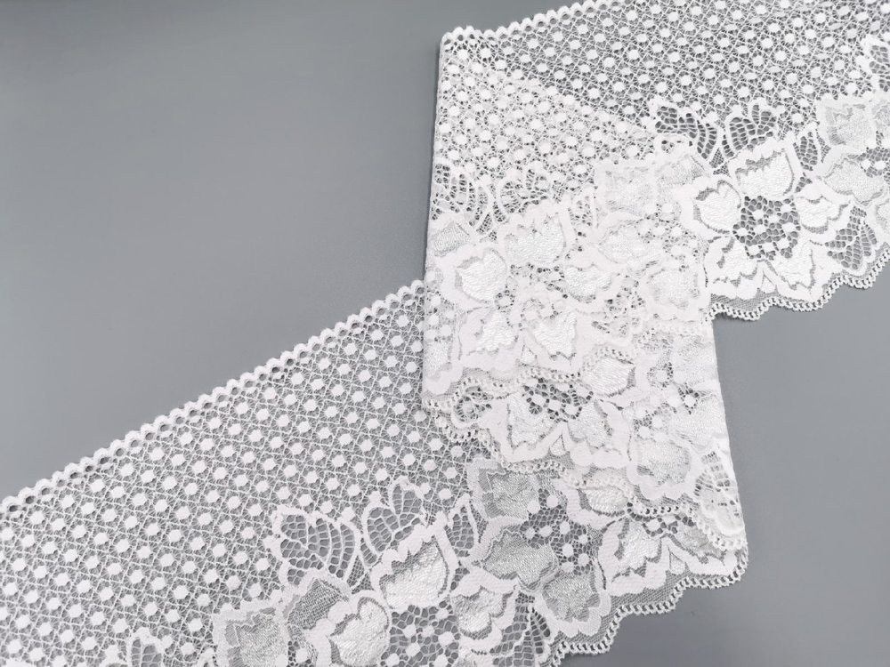 Эластичное кружево, 17,5см, белое, (Артикул: EK-1020P), м