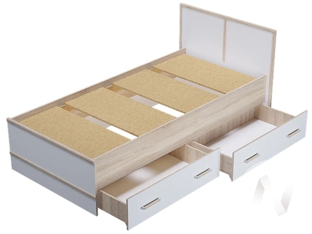 Кровать 0.9 МС Сакура (дуб сонома/белый)