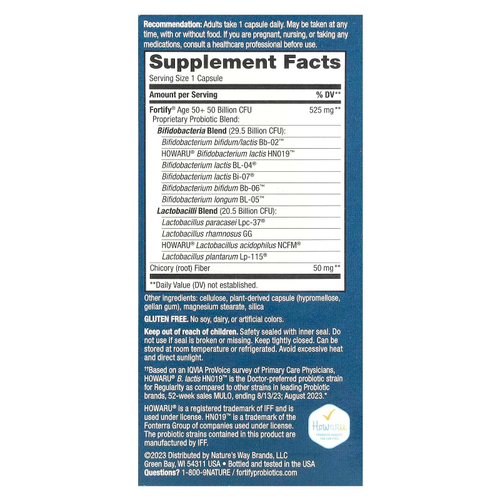 Nature's Way, Fortify®, пробиотик, для взрослых старше 50 лет, 50 млрд, 30 капсул с отсроченным высвобождением