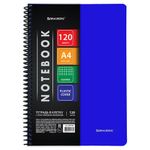 Тетрадь А4 120 л. BRAUBERG "Metropolis", спираль пластиковая, клетка, обложка пластик, СИНИЙ, 404739