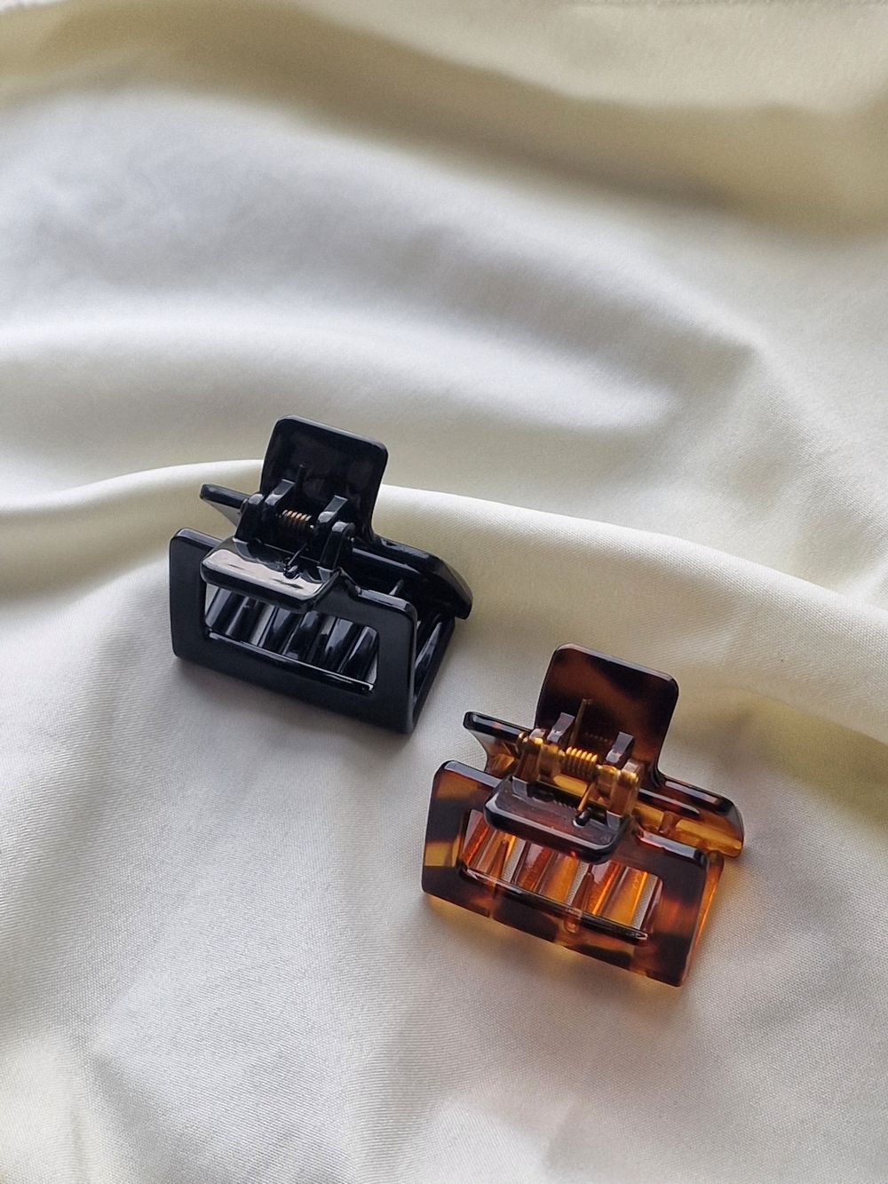 Краб для волос НАБОР 2 шт., 3,8 см, глянцевый, чёрный и черепаховый, MONTE VITA, 457010