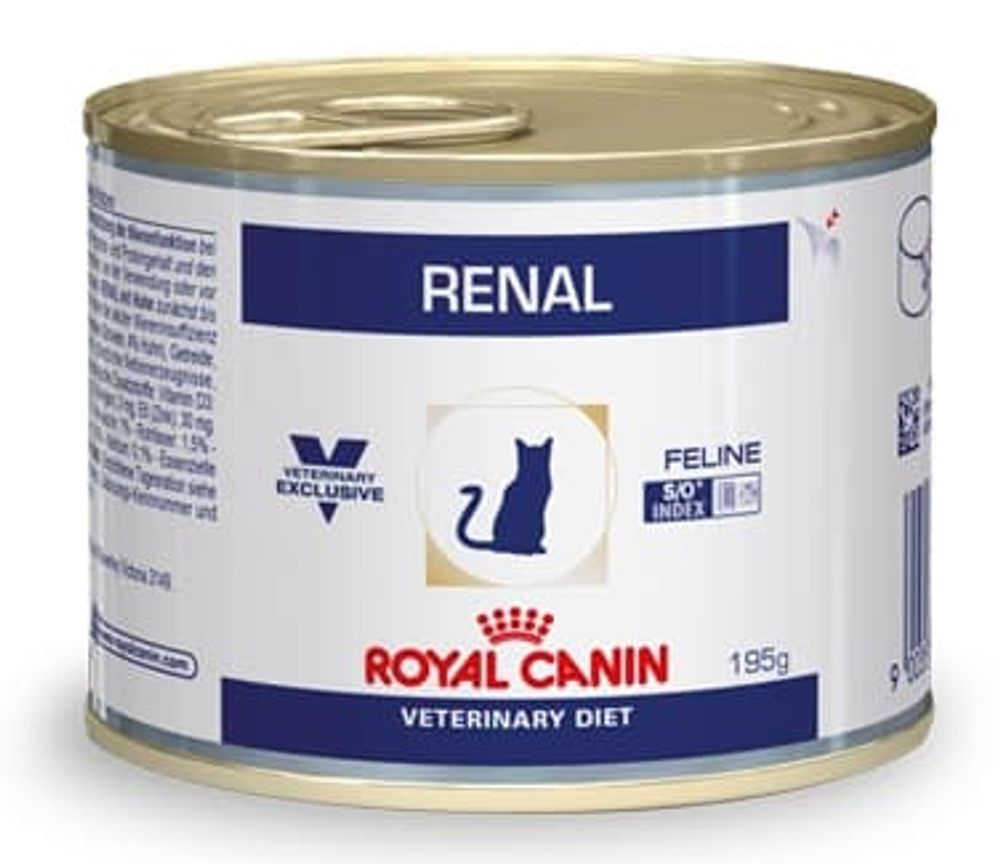 Royal canin 195г. Renal c курицей (ж/б) Диета для взрослых кошек с хронической почечной недостаточностью