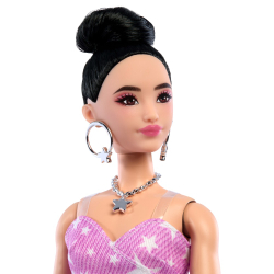 BARBIE Deluxe - Кукла № 11 Розовый наряд в звездочки Причесанные волосы JJN71