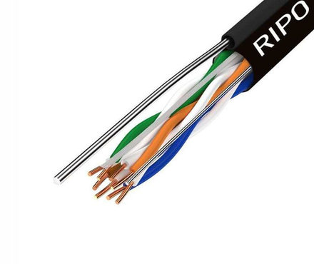 UTP4 CAT5E 24AWG Cu Ripo (outdoor) с одножильным тросом, черный, (50м)