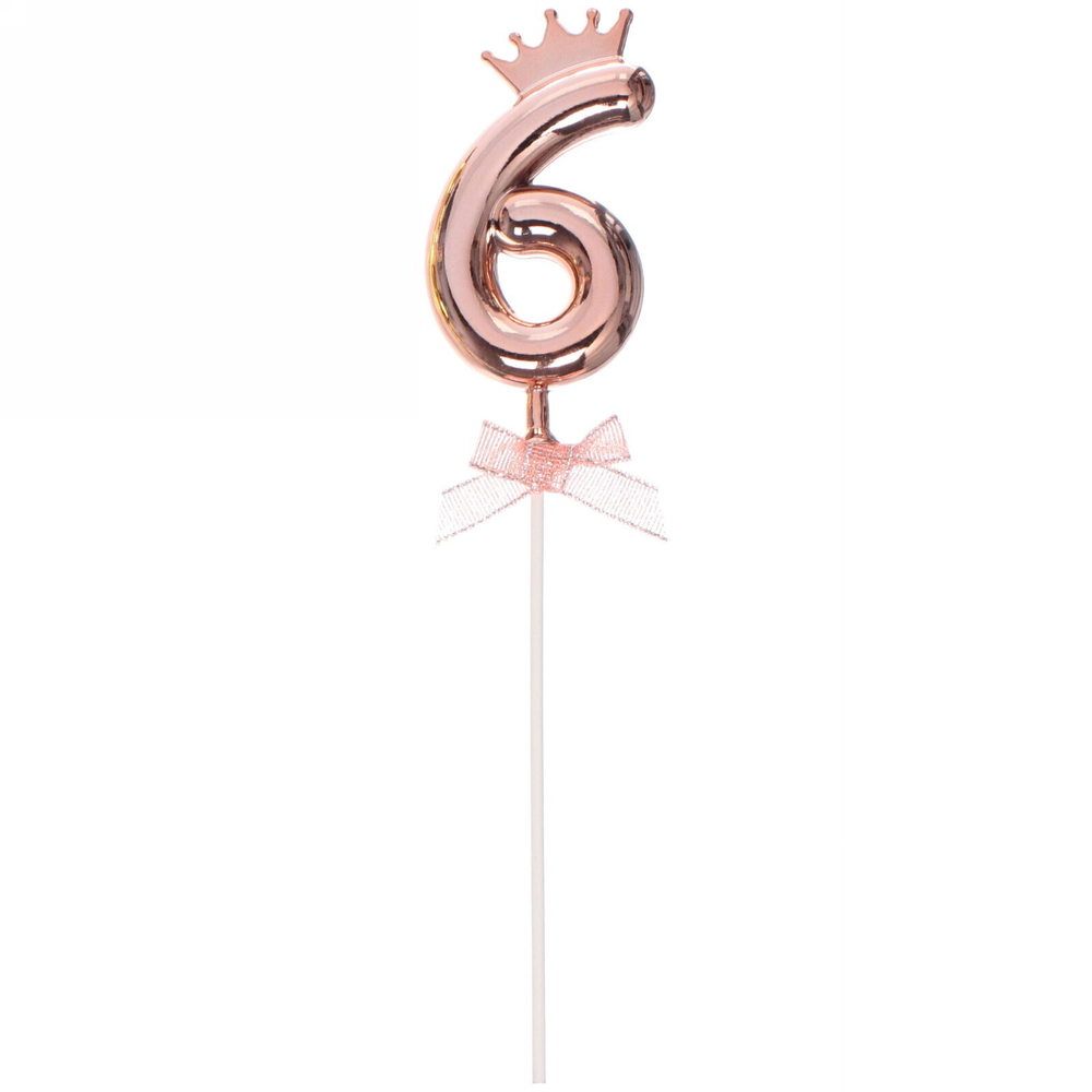 Топпер Цифра Королевский вечер «6» 22 см , микс