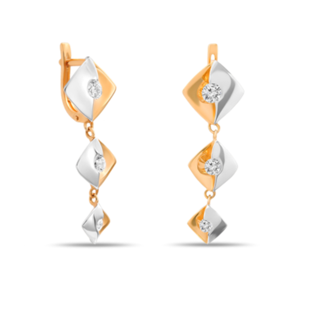 Серьги из золота с фианитами