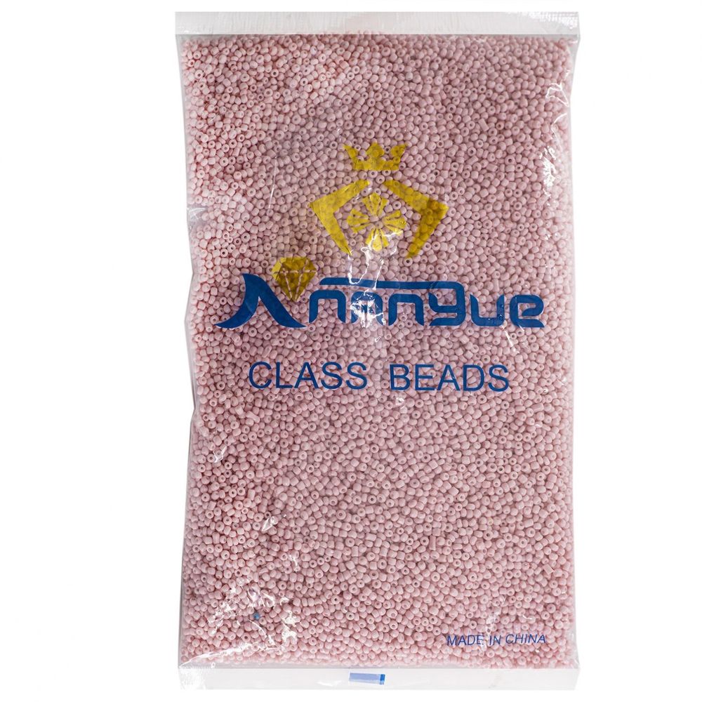 Бисер Alingar размер №12 вес 450 гр., нежно-розовый глянец, непрозрачный, пакет