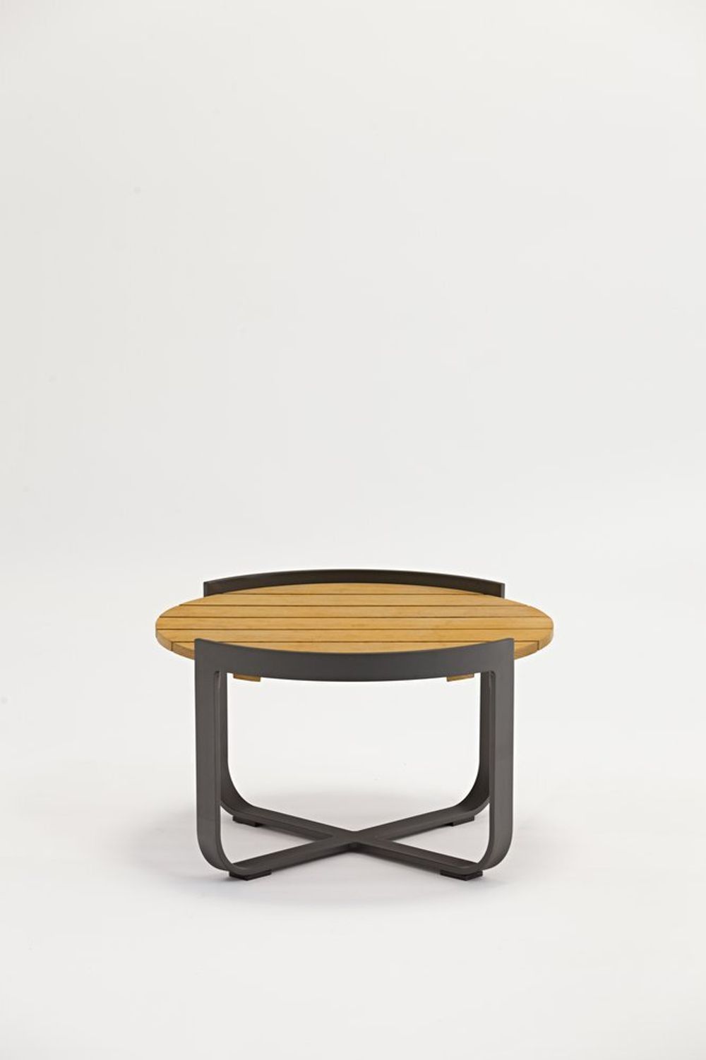 Boden, стол кофейный антрацит/натуральный, алюминий/тик