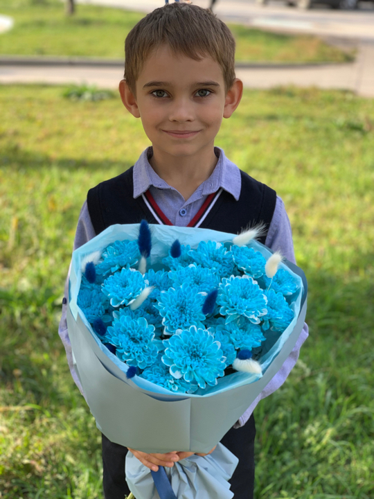 Букет цветов День знаний  №8 бирюзовый